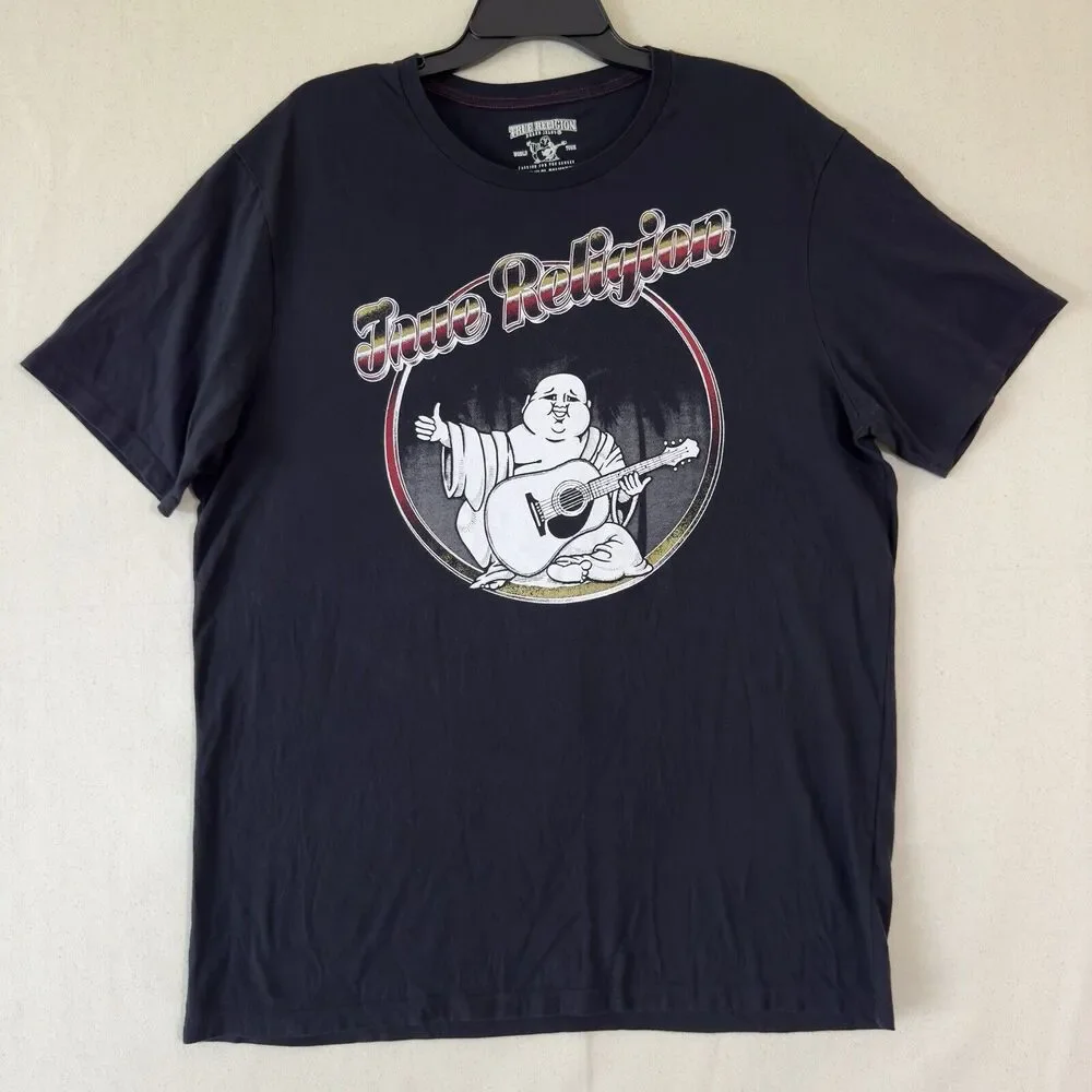True Religion World Tour Buddha Black Size X-Large Short Sleeve